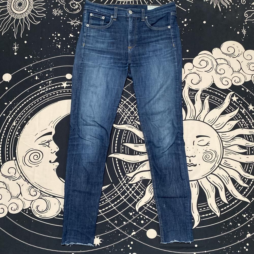 Rag & Bone Jeans Women's 27X27 Blue Cotton Denim Skinny Whiskered Faded Travel